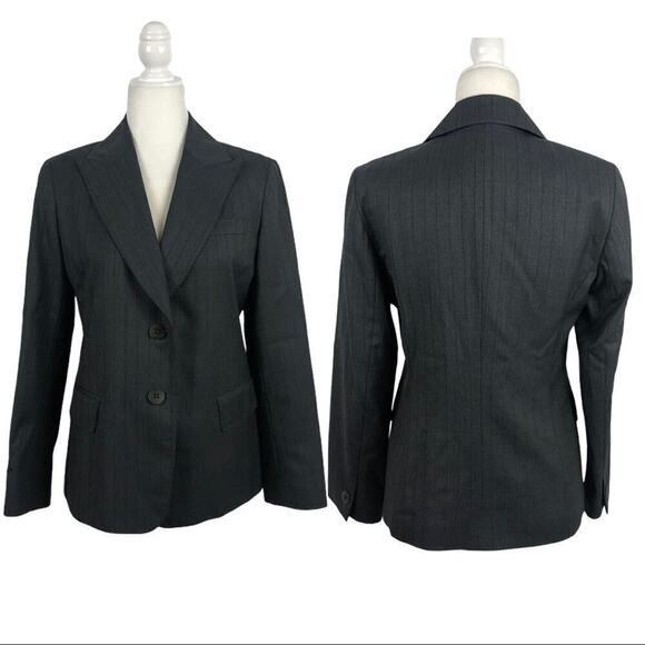 Lafayette 148 Office Siren Pinstripe Gray 100% Wool Blazer Jacket 8P - Picture 14 of 14